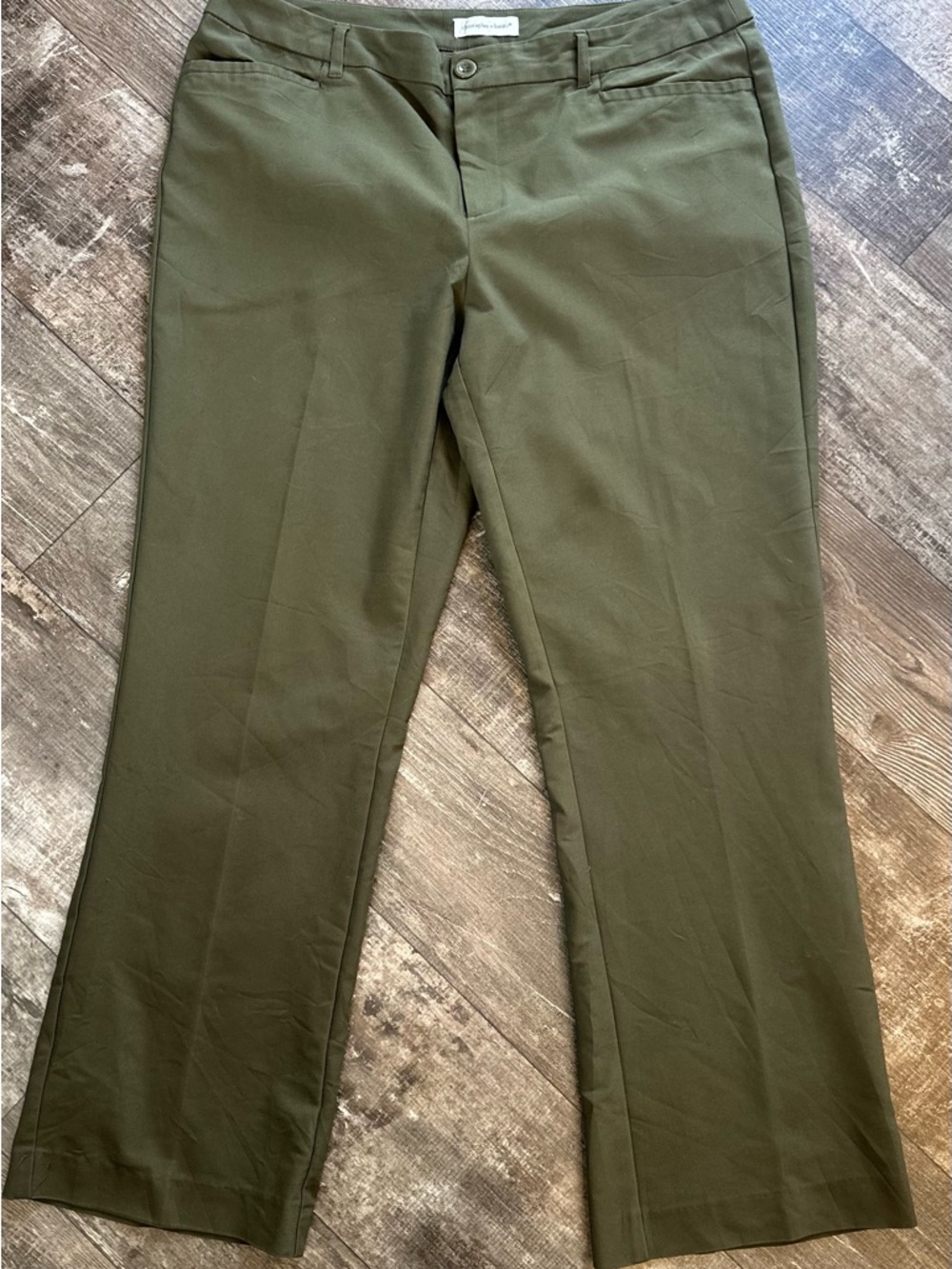 Christopher & Banks Dress Pant Olive Green Cotton/Polyster Size 14